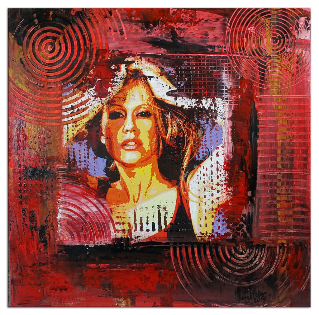 Barbara Schoenberger abstraktes Portrait Acryl Collage Original Gemaelde