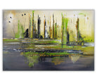 Abstrakte Skyline, modernes Acrylbild grün beige