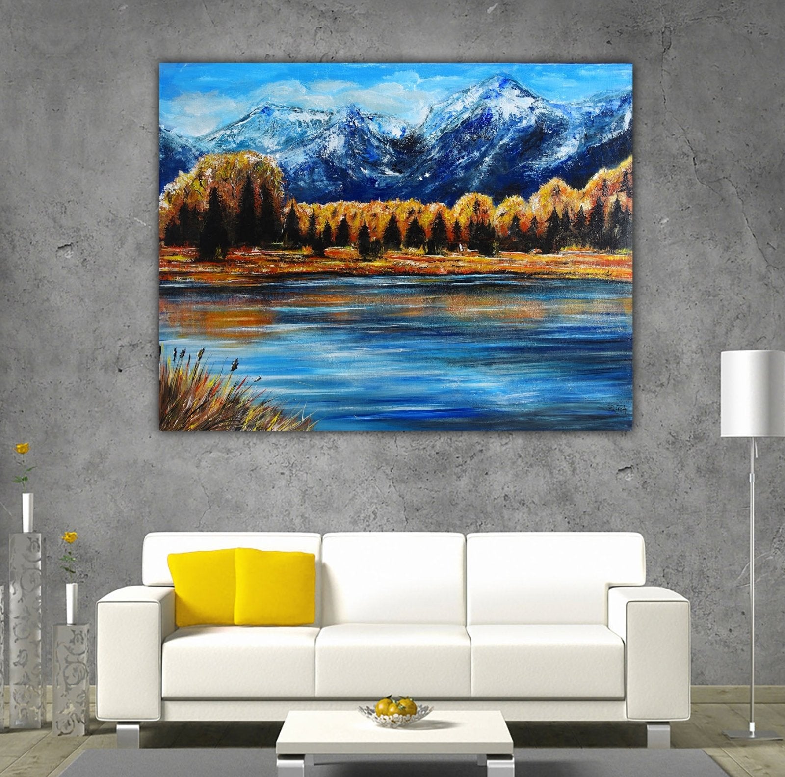 Bergsee Gemälde Landschaftsmalerei Naturbilder handgemalt