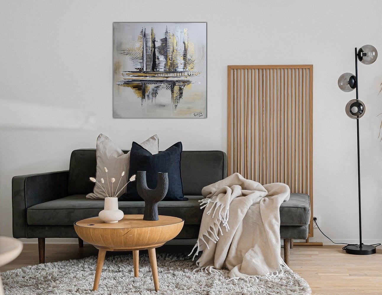 Silberglanz: Bild abstrakt Gold Silber