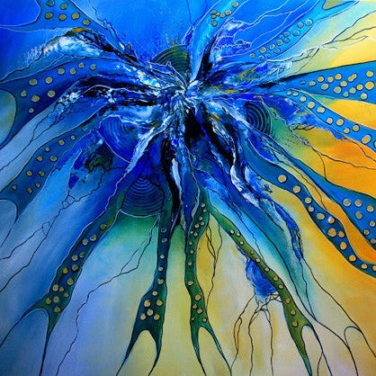 Blaues abstraktes Wohnzimmerbild online kaufen