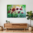 Abstrakte Acrylmalerei mit Mohnblumen 130x90