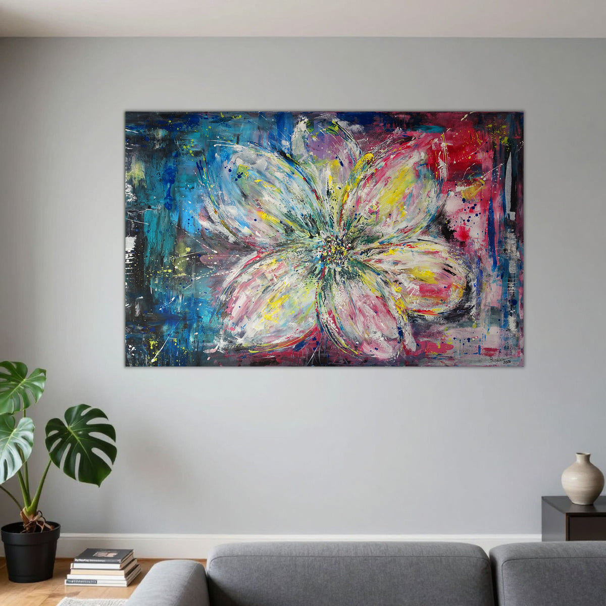 Modernes Blumenbild, abstraktes Wandbild Blumen
