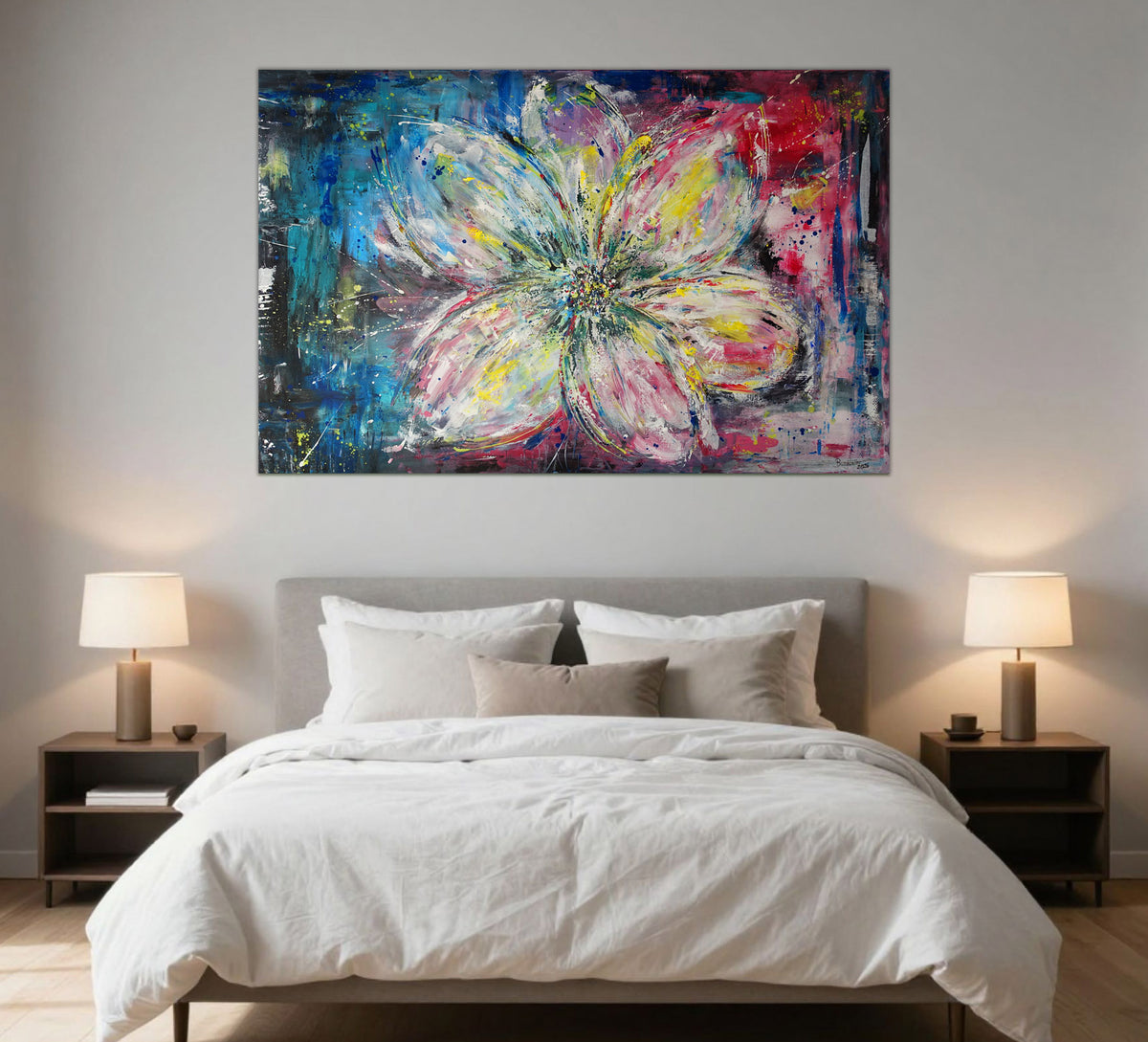 Blütentraum - Modernes Blumenbild in Acryl, abstraktes Wandbild Blumen