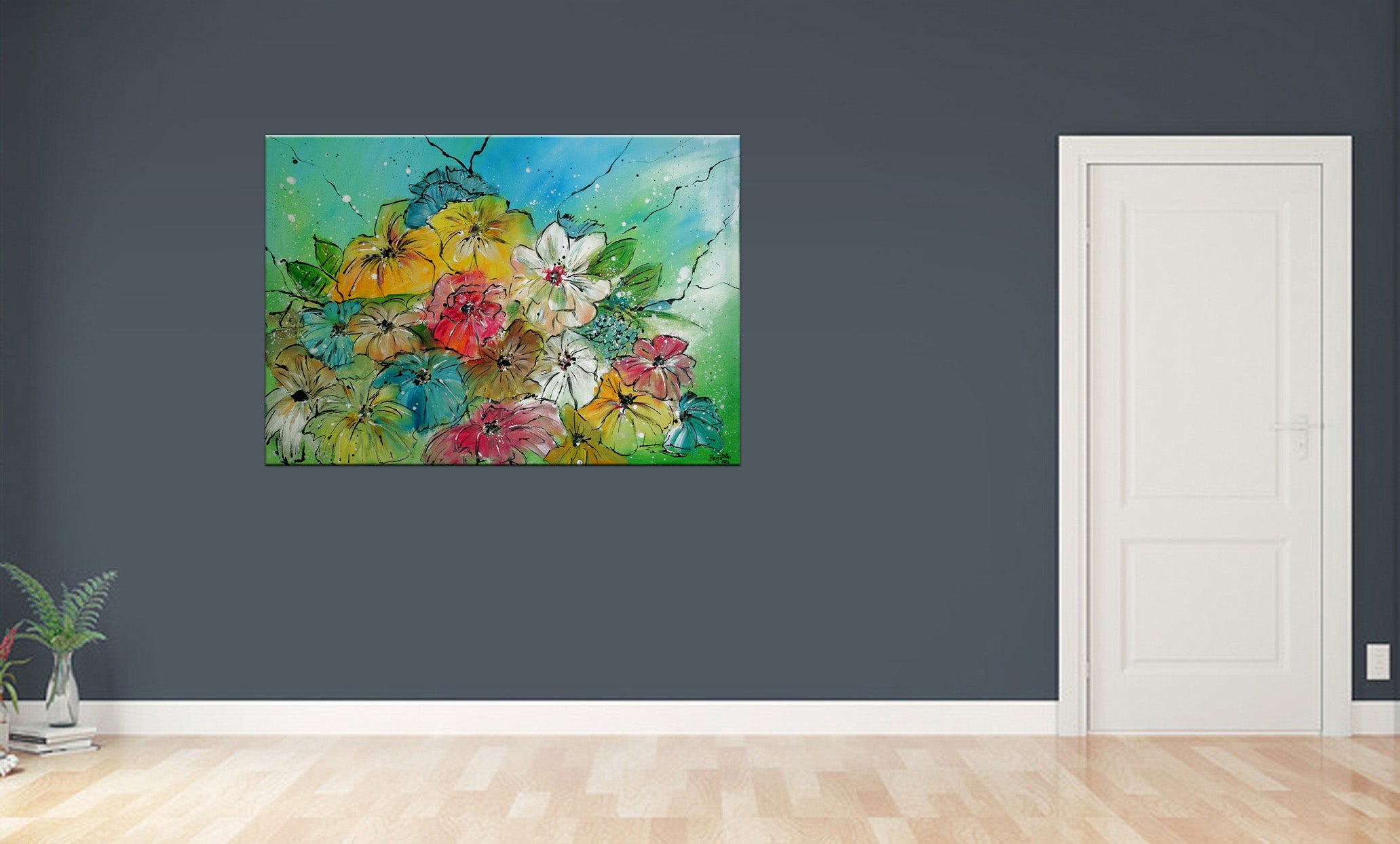 blumen gemälde blumenbild gemalt acrylbild