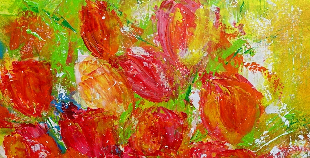 Blumenbild abstrakte Kunst Tulpen handemalt