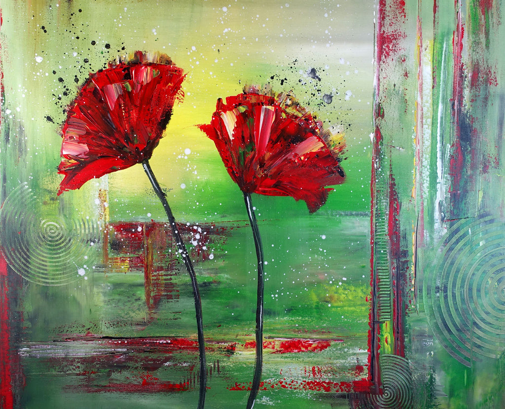 moderne Blumenbilder gemalt - acrylbilder blumen abstrakt