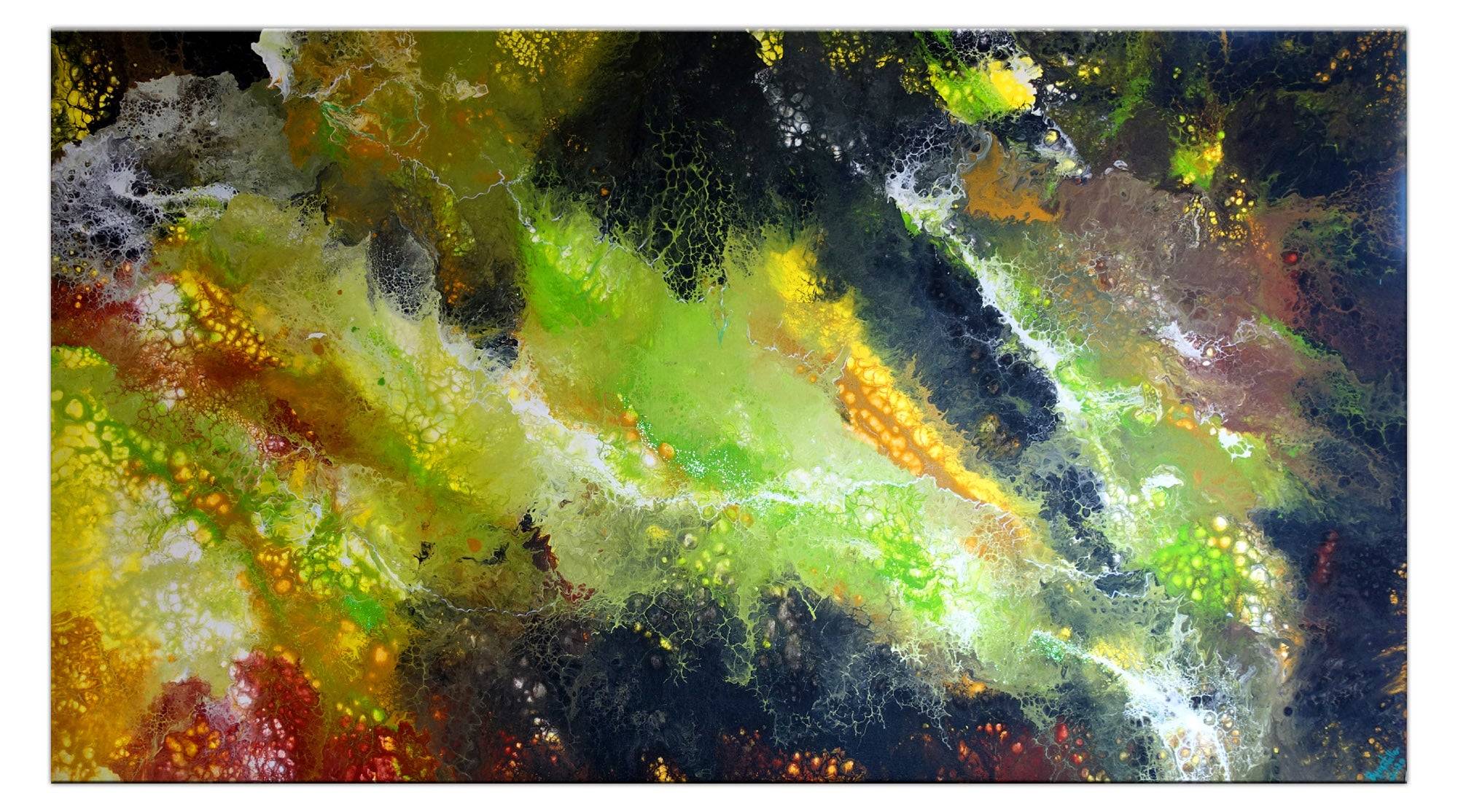 abstrakte Kunst Malerei Acrylbild grün beige