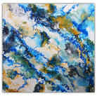 Brahmaputra - abstrakte Kunst Blau Ocker, Original Gemälde 100x100