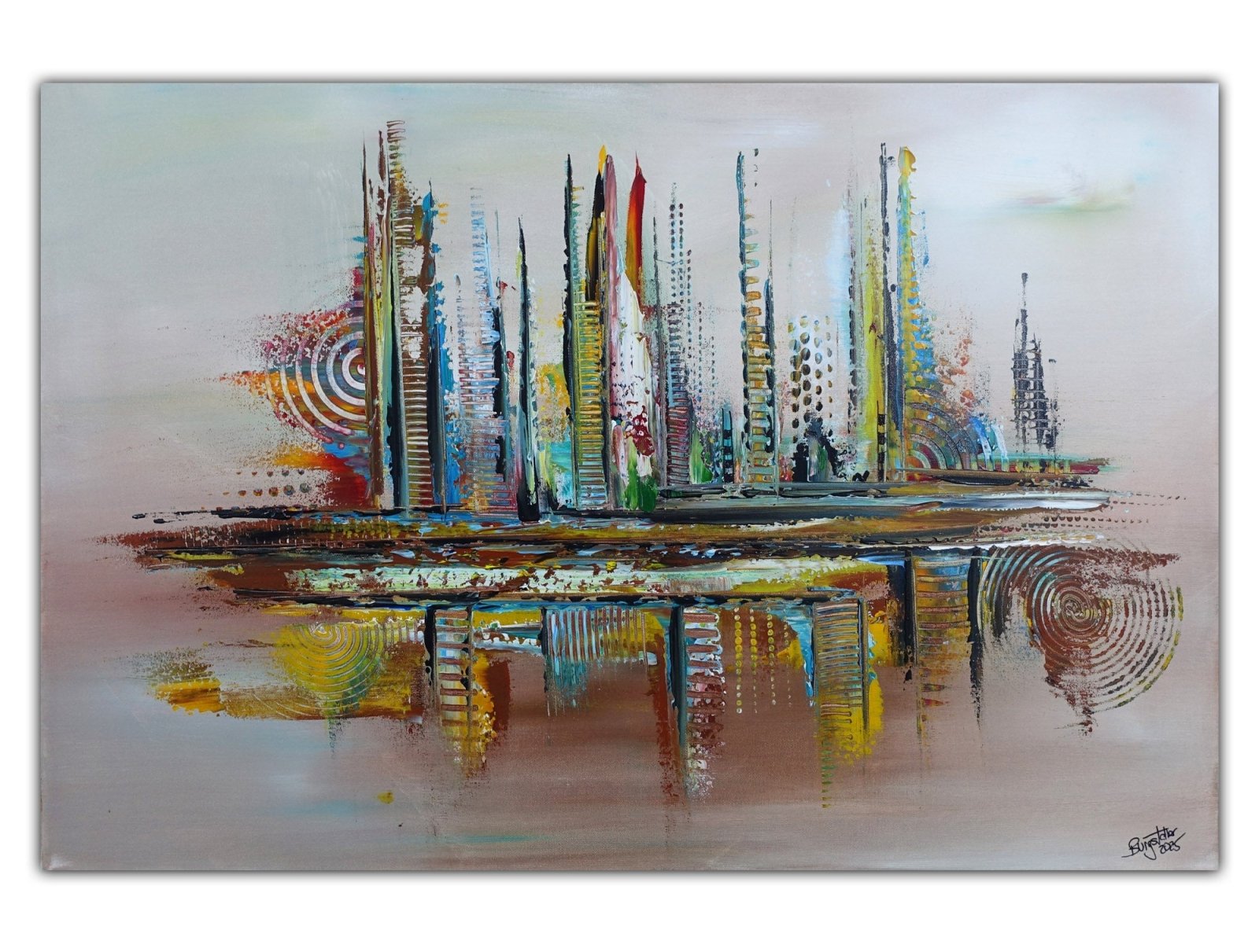 Buffalo - abstraktes Bild handgemalt braun - Leinwandbild Gemälde