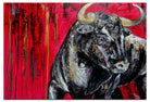 Carlo Wilder Stier Bild Original Gemaelde Acrylbild Malerei rot schwarz 70x100cm k