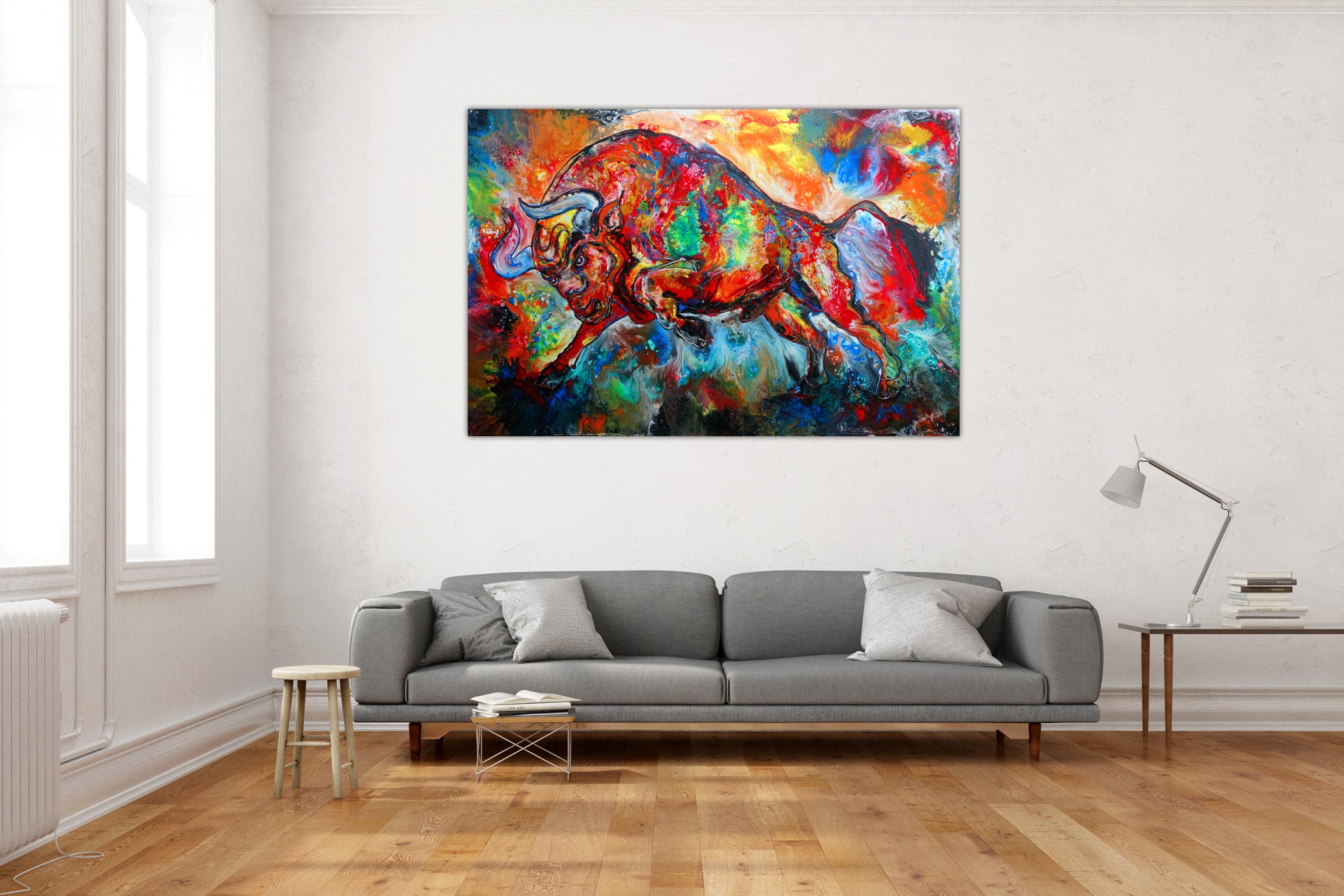 abstraktes stierbild stier gemälde wohnzimmerbild