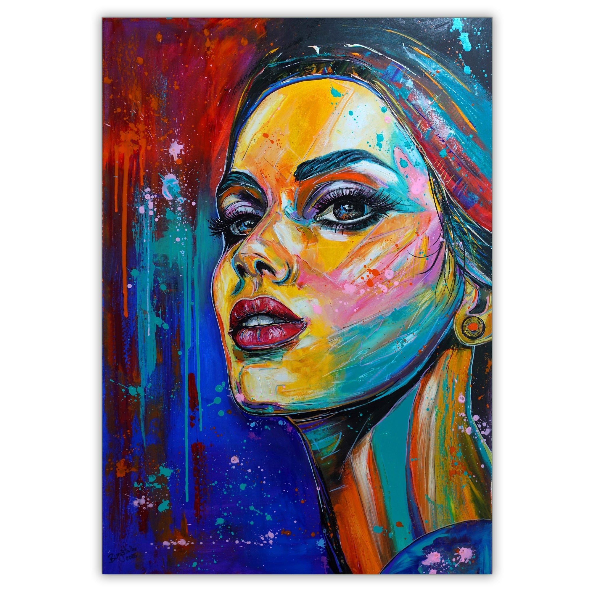 Modernes Frauenportrait als Pop Art Acrylbild Original Gemälde
