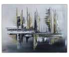 Diamond City abstraktes Gemälde grau gold modernes Kunstbild