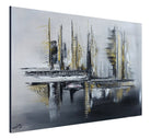 Abstraktes Gemälde grau gold modernes Kunstbild Leinwand 80x60