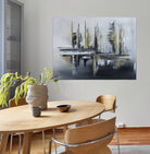 Abstraktes Gemälde grau gold modernes Kunstbild