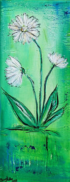 Drei Gänseblümchen handgemalt Blumenbild Malerei Gemaelde Dekobild