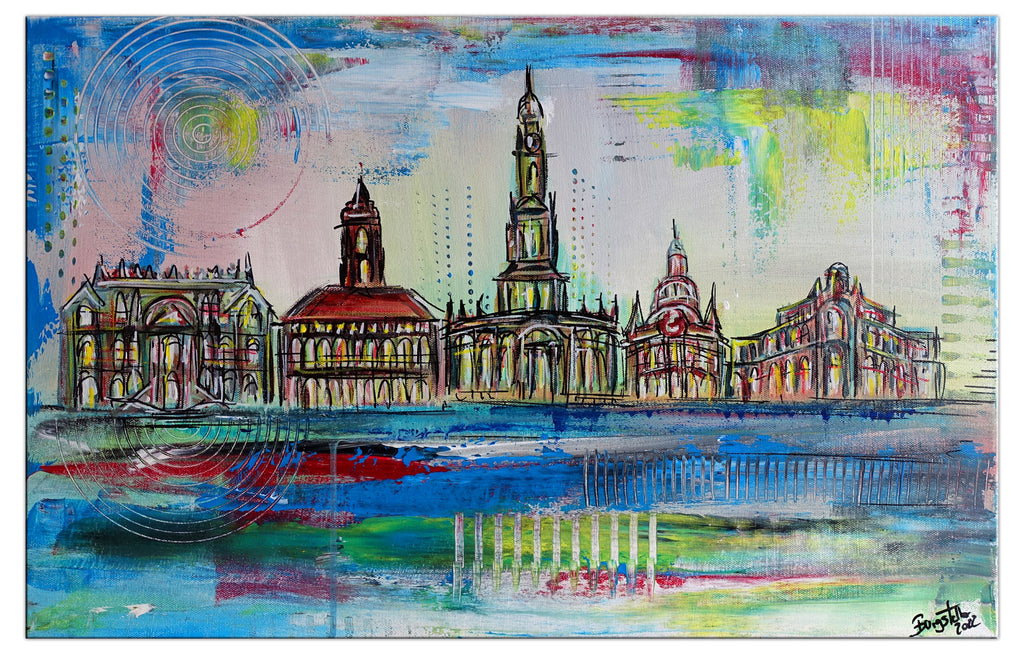 Dresden Wandbild abstrakt handgemalt - Acrylgemälde 60x40cm