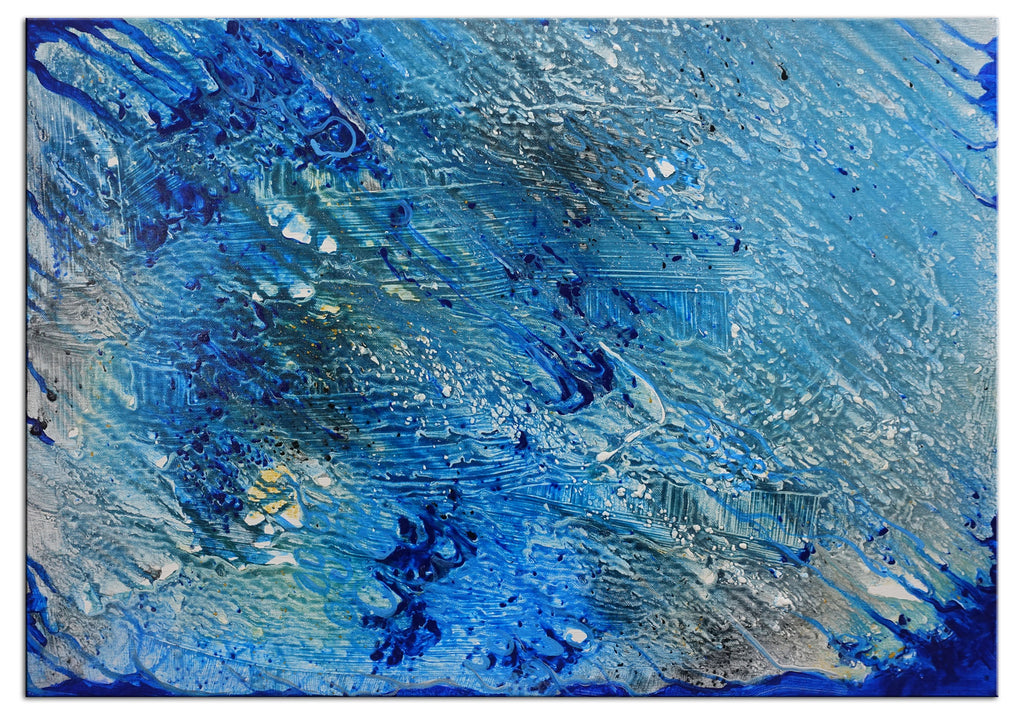 Eismeer abstrakte Kunst original gemaelde moderne Malerei Leinwand blau grau 70x50