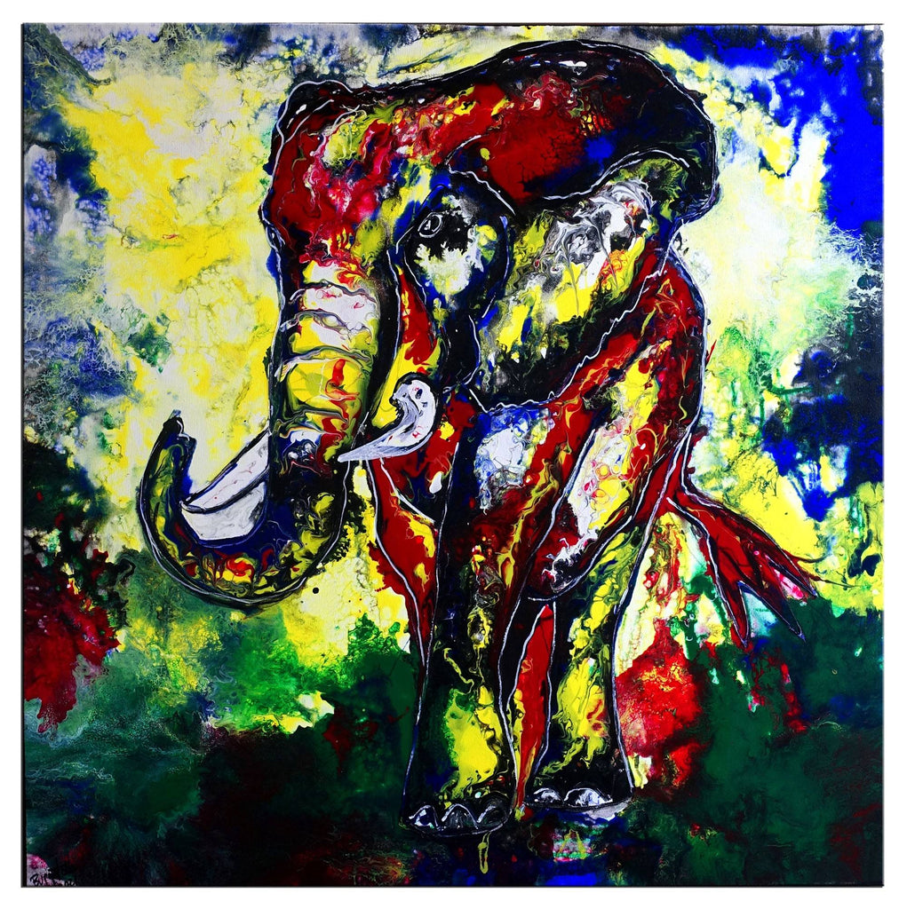 elefant handgemalt abstrakt acrylbild