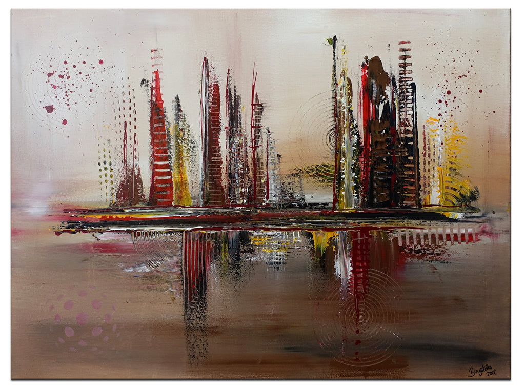 Entropie - abstraktes Wandbild braun grau - Skyline Malerei 60x80