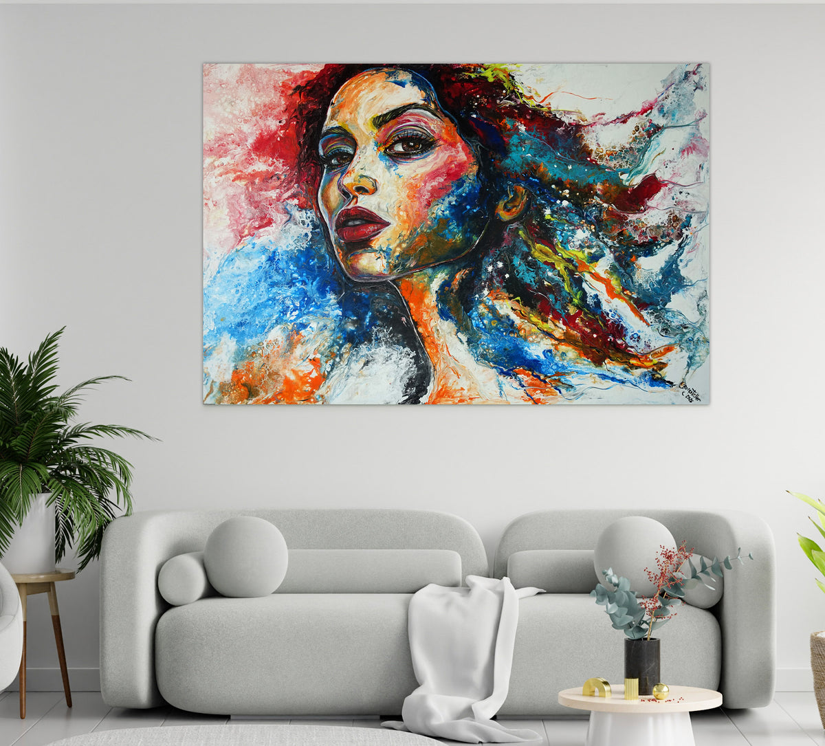 Modernes Frauenporträt abstraktes Kunst Gesicht 130x90