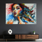 Facetten - Modernes Frauenporträt, buntes abstraktes Kunst Gesicht 130x90