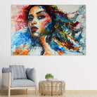Modernes Frauenporträt, buntes abstraktes Kunst Gesicht
