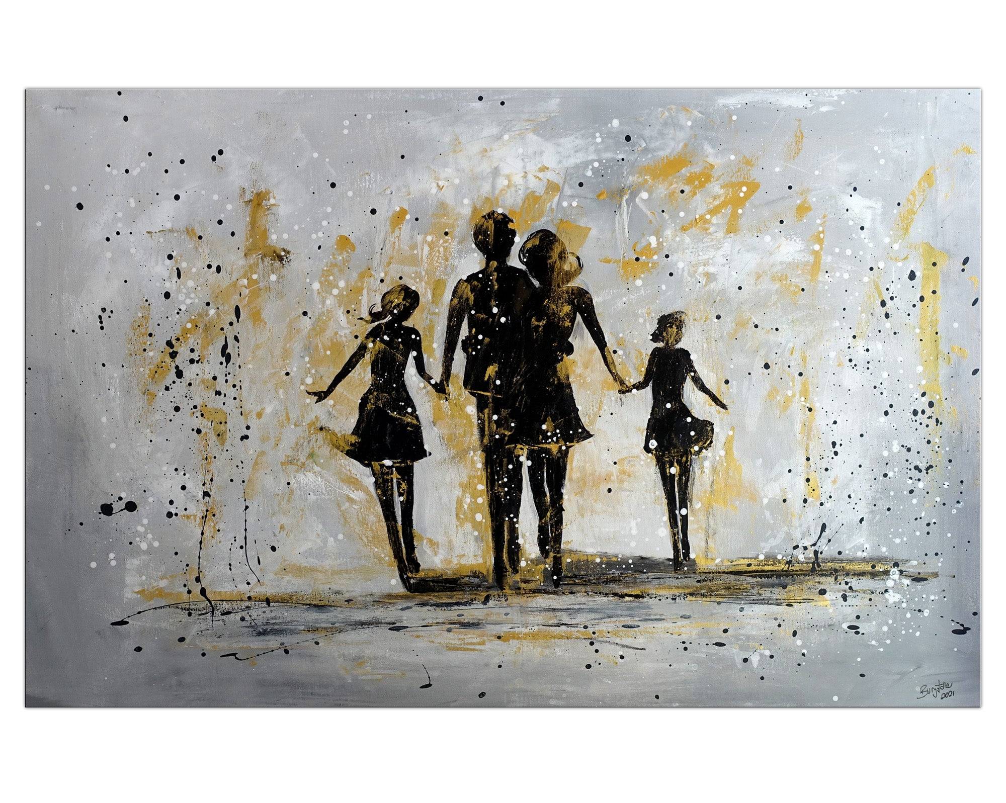 familienbild gemälde menschen eltern handgemalt abstrakt