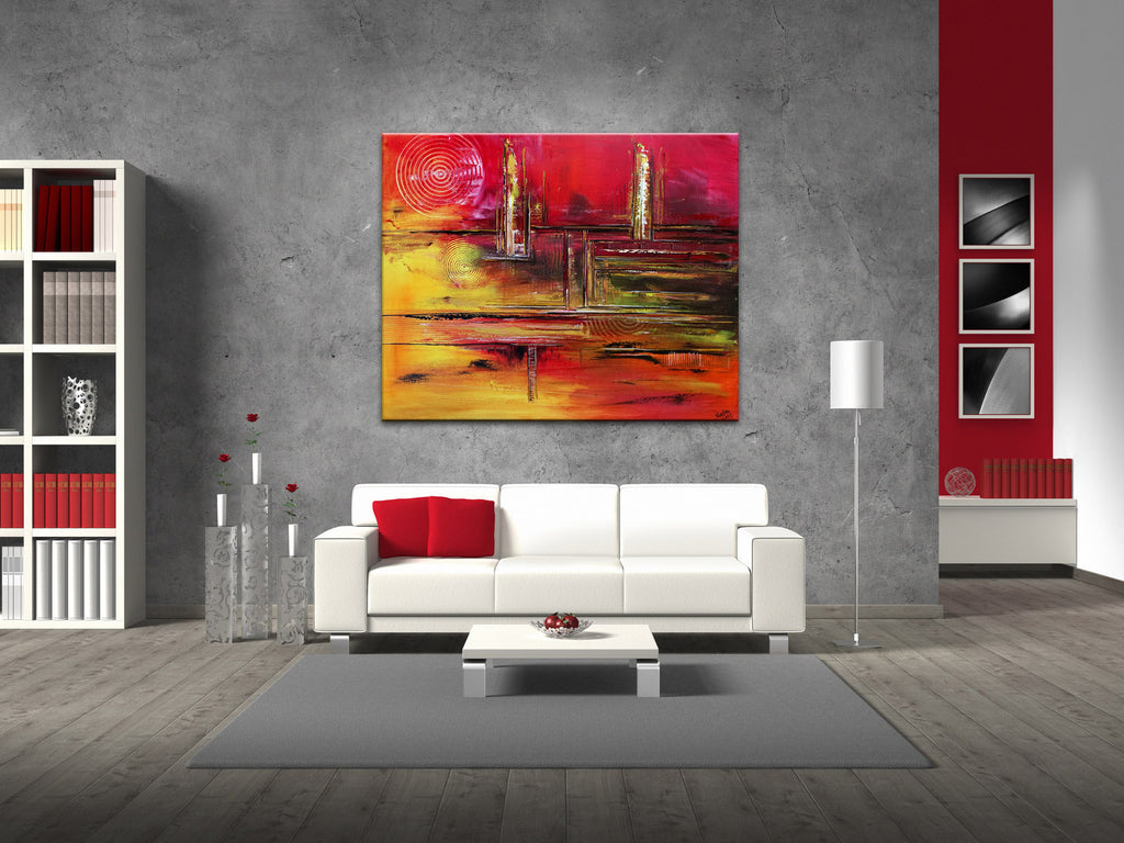 Flames - abstraktes Wandbild gelb rot 100x80cm