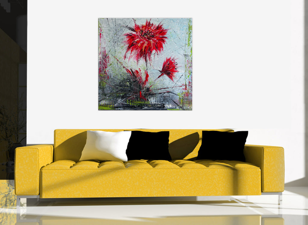 Flower Blumen Gemälde abstrakt handgemalt Leinwand