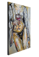 Frau mit Weinglas - modernes erotisches Gemälde Acrylbild s