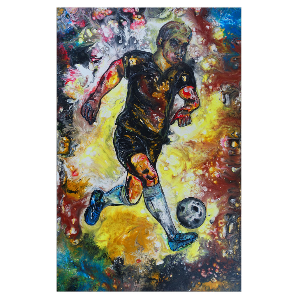 Fußball bilder gemalt acrylbild leinwand wandbild 60x90