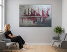 Abstraktes Gemälde rot grau , Kunst Bild modern 130x90
