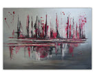 Glasgow - abstraktes Gemälde rot grau , Kunst Bild modern 130x90