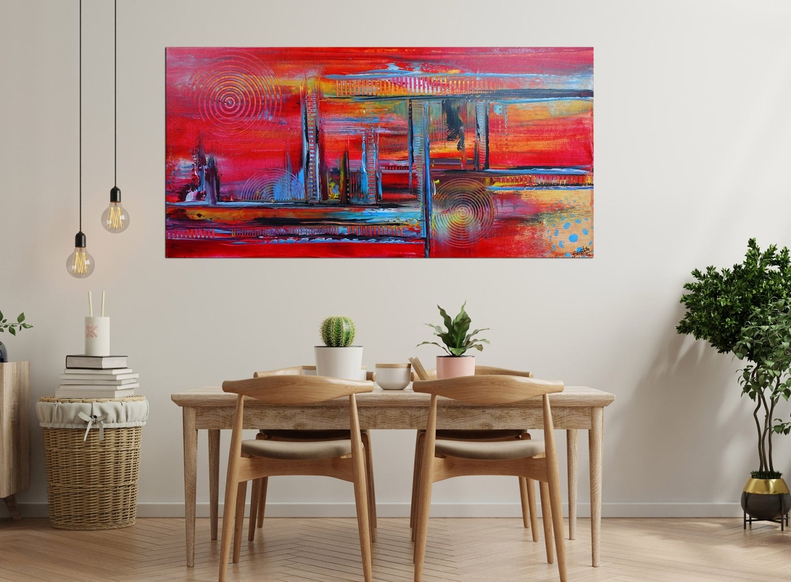 Glutfabrik - abstrakte Kunst rot, modernes Wandbild