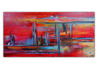 Glutfabrik - abstrakte Kunst rot, modernes Wandbild Original Gemälde 100x50