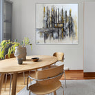 Goldene Treppe: abstraktes Gemälde silber gold - Bild handgemalt