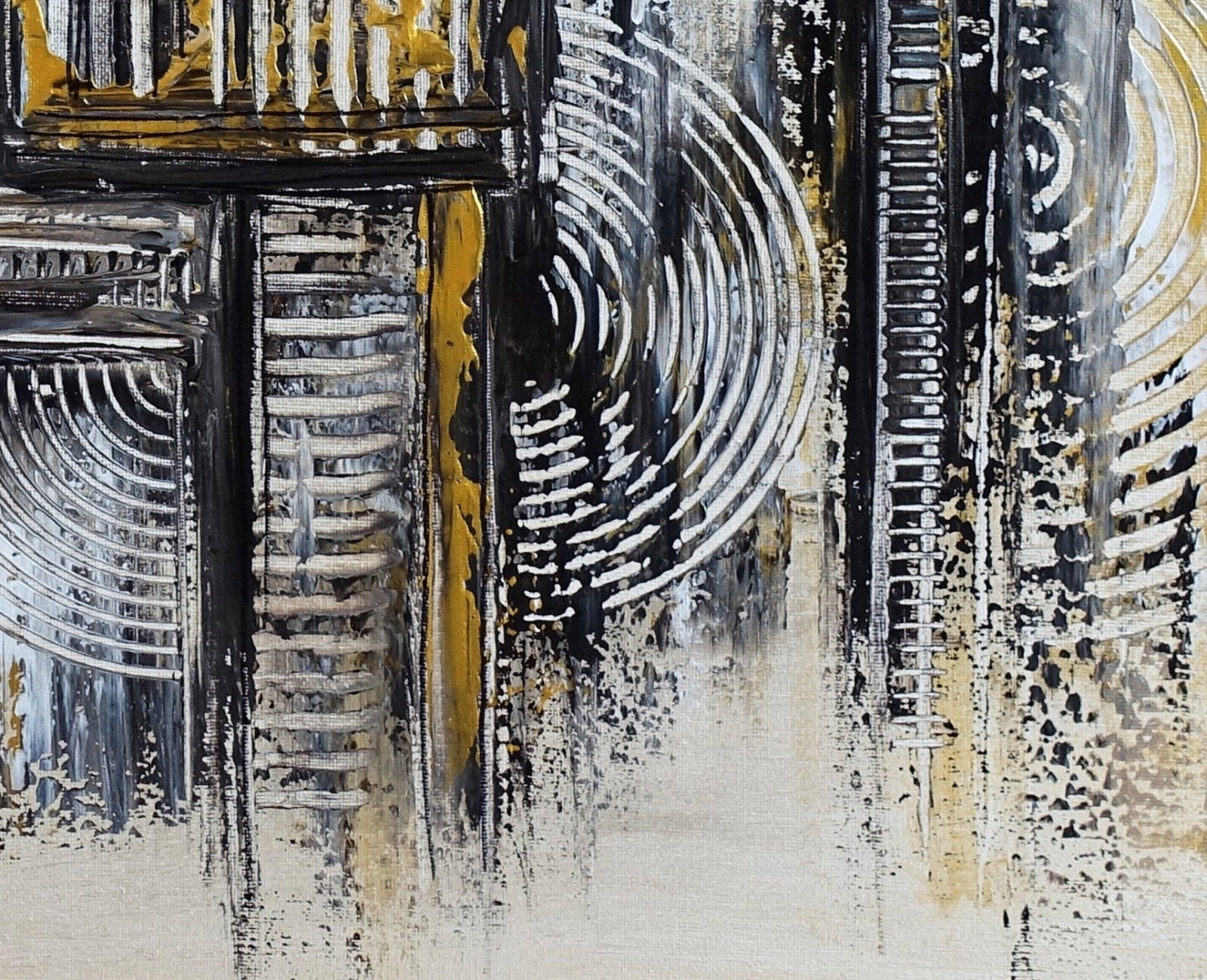 Goldene Treppe: abstraktes Gemälde silber gold - Bild handgemalt det3
