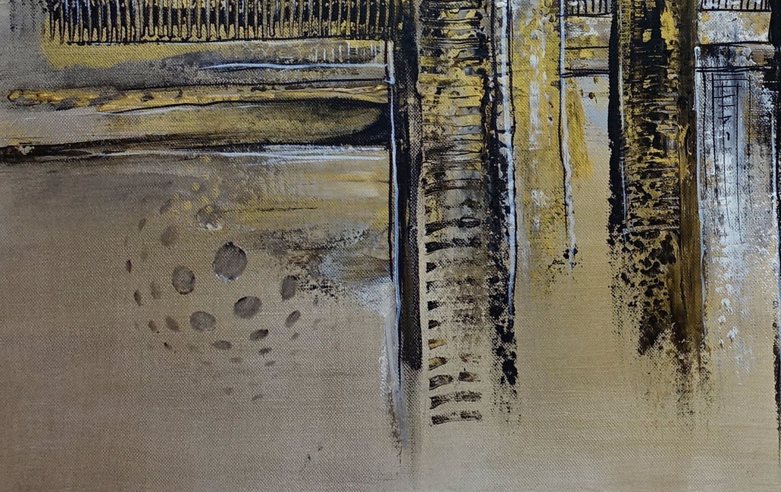 Goldfund Abstraktes Wandbild silber gold Malerei Kunstbild