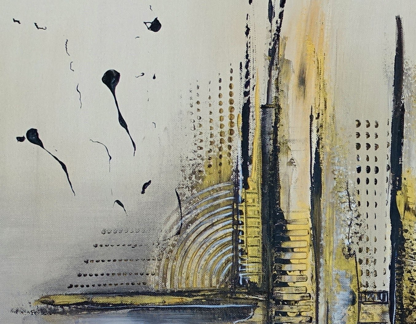 Goldfund Abstraktes Wandbild silber gold Malerei Kunstbild Unikat 140x80 k