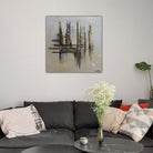 Goldglanz: Abstraktes Kunstbild silber gold