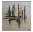 Goldglanz: Abstraktes Kunstbild silber gold Acrylgemälde Leinwand 40x40