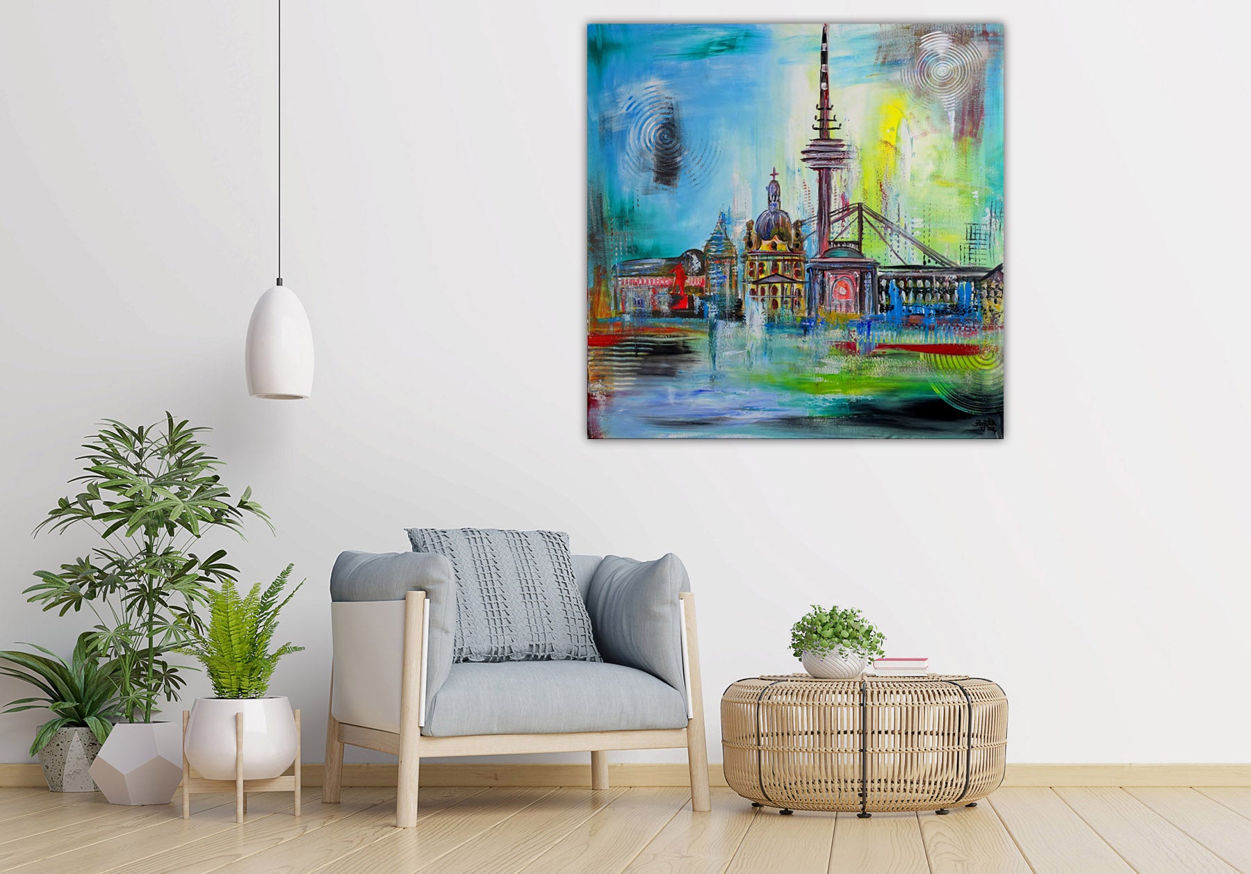 Handgemalte blaue Bilder abstrakt - blaue Gemälde & Wandbilder