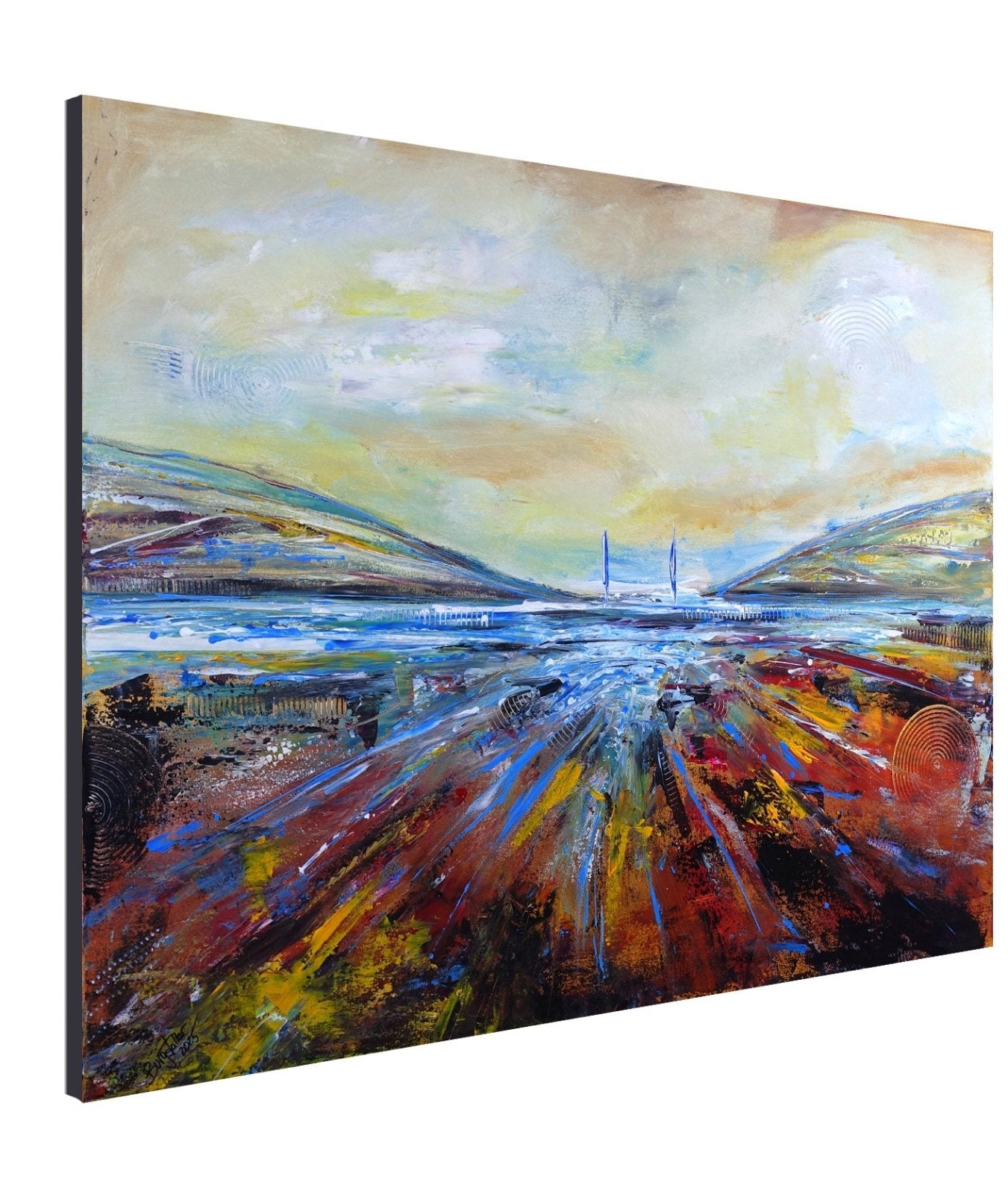 Segelboot Bild abstrakte Landschaftsmalerei Küste Meerbild