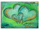Herzbild drei Herzen Geschenk grün gold Acrylbild