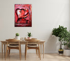 Rotes Herzbild mit Figur Acrylbild Leinwand 30x40