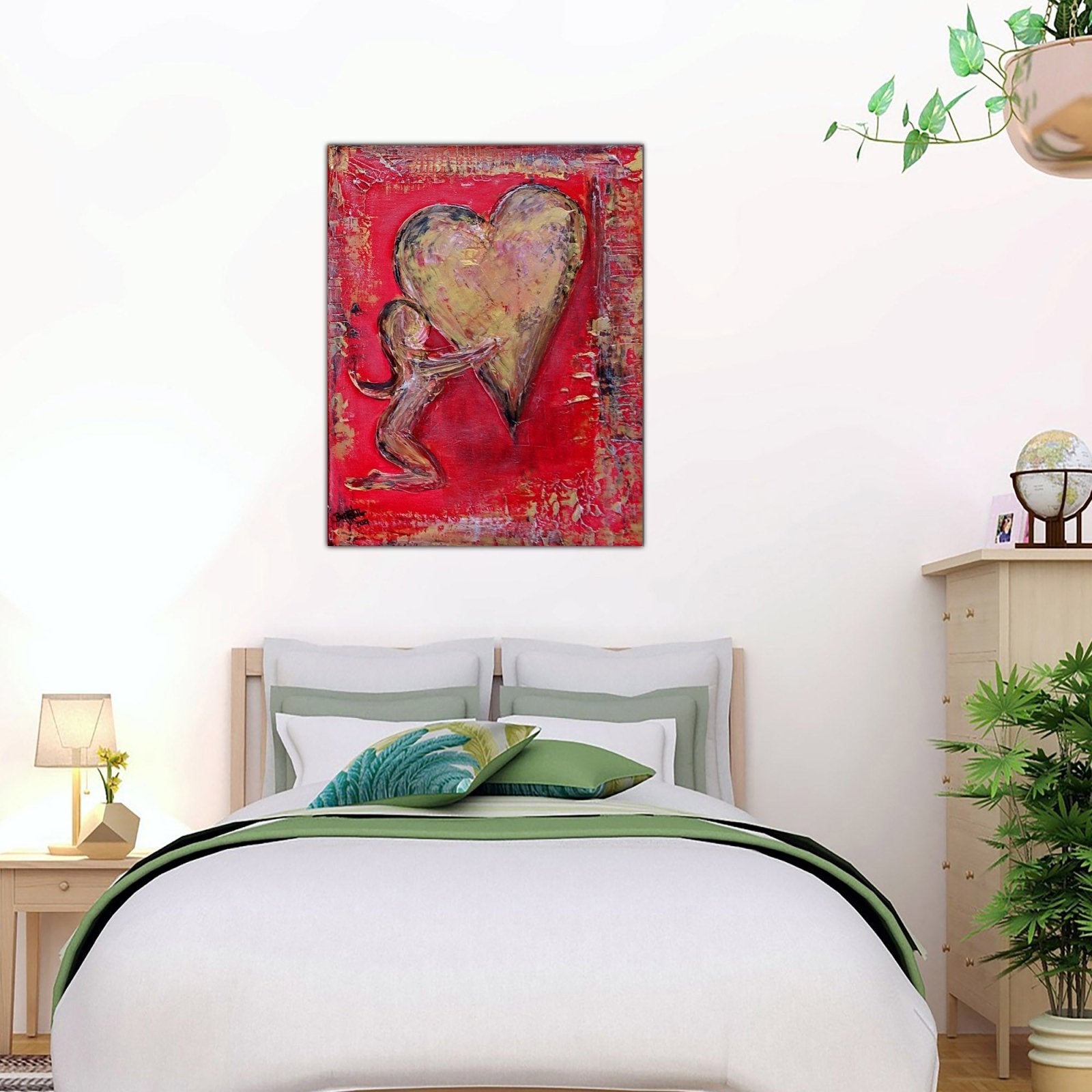 Herzbild rot gold Liebes Geschenk Partner Acrylgemaelde