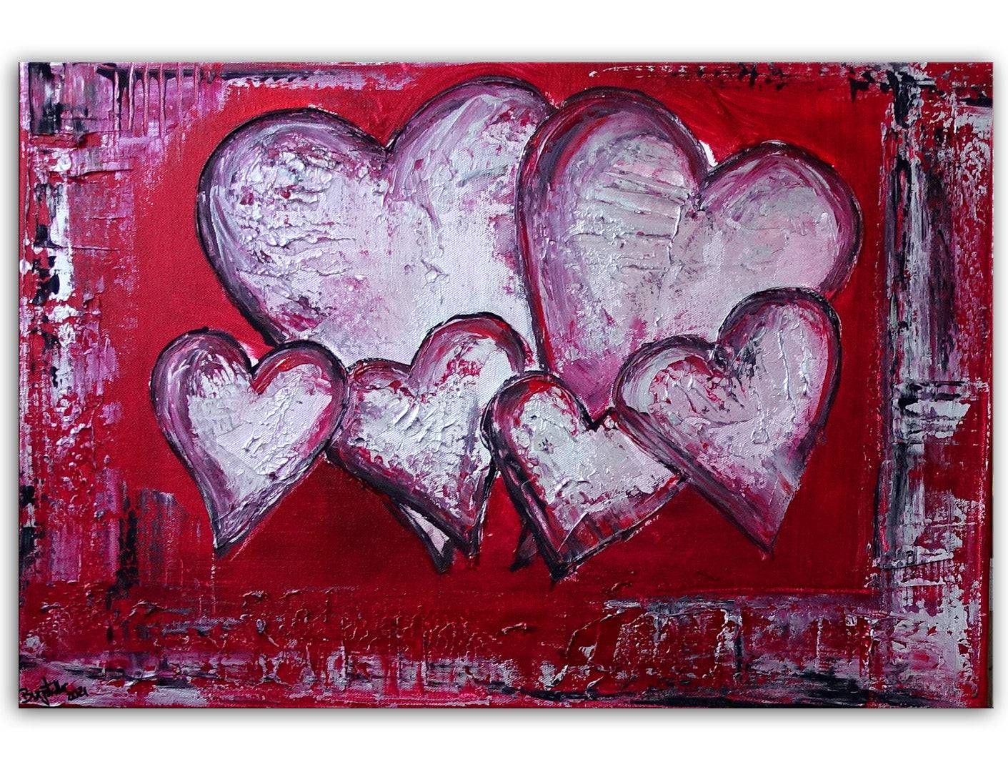 Herzbild Familie 6 Herzen - Geschenke fuer Kinder Eltern