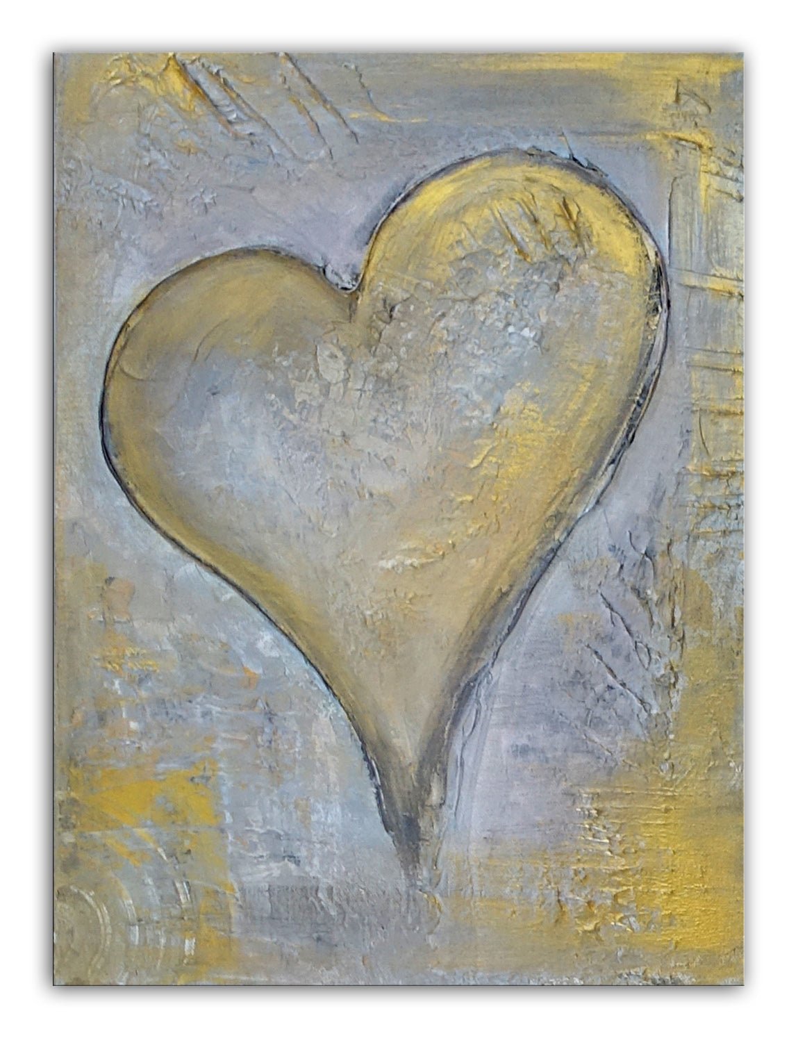Herzbild gold silber handgemalt Acrylbild Leinwand 40x60cm